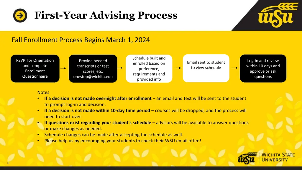 first year advising process