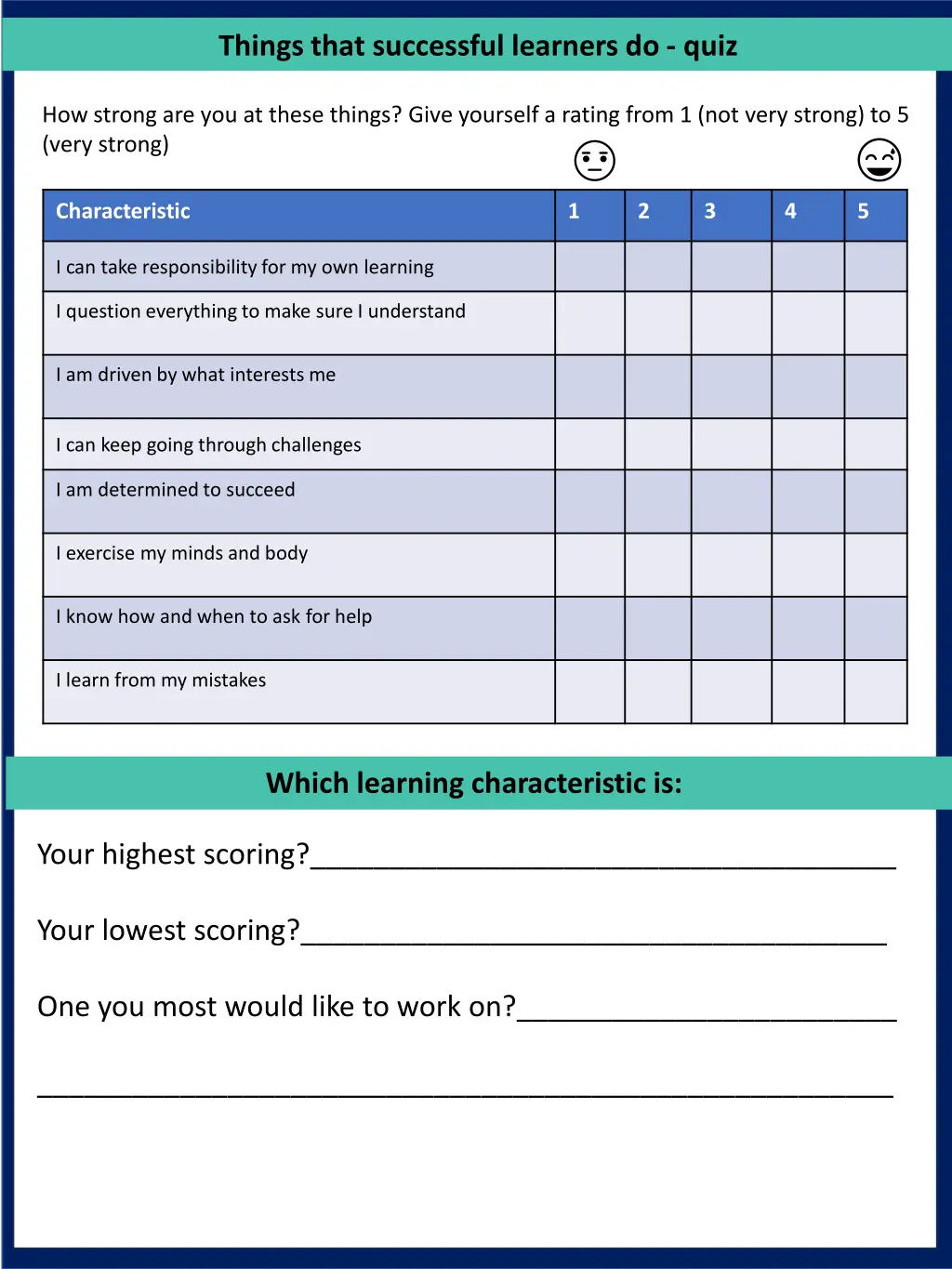things that successful learners do quiz