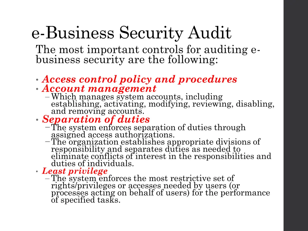 e business security audit the most important