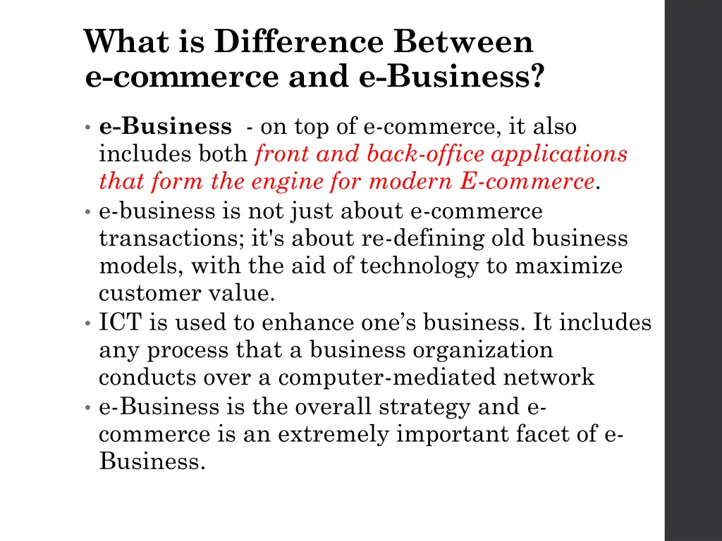 what is difference between e commerce 1