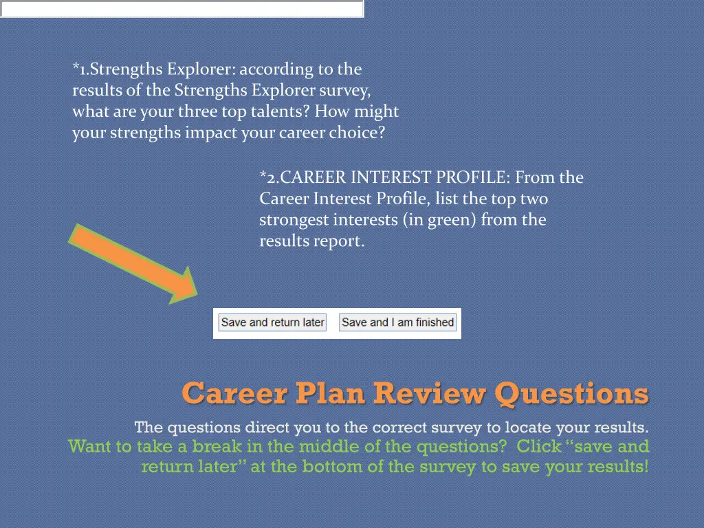 1 strengths explorer according to the results