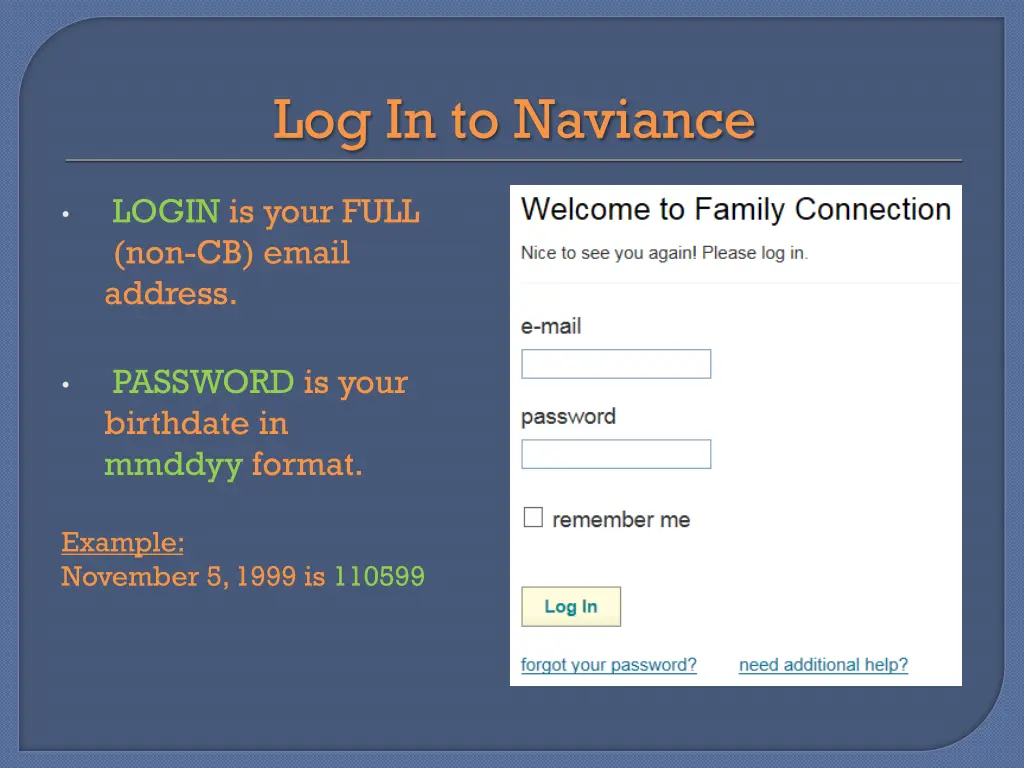 log in to naviance