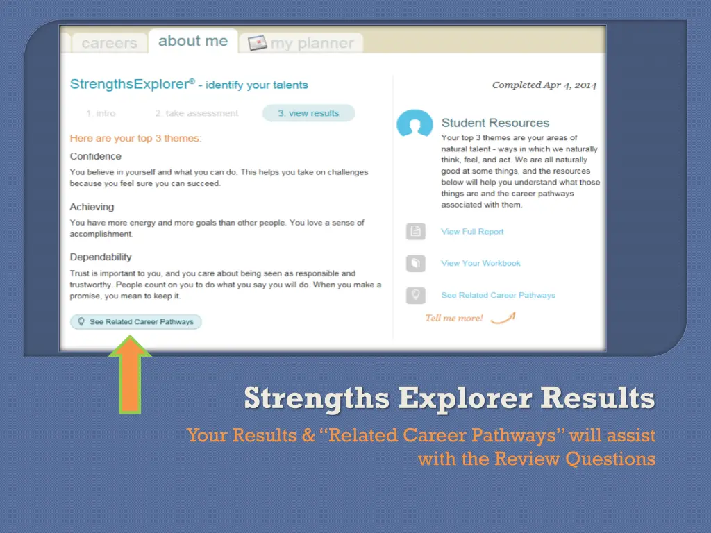 strengths explorer results your results related