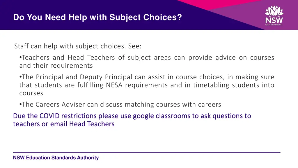 do you need help with subject choices