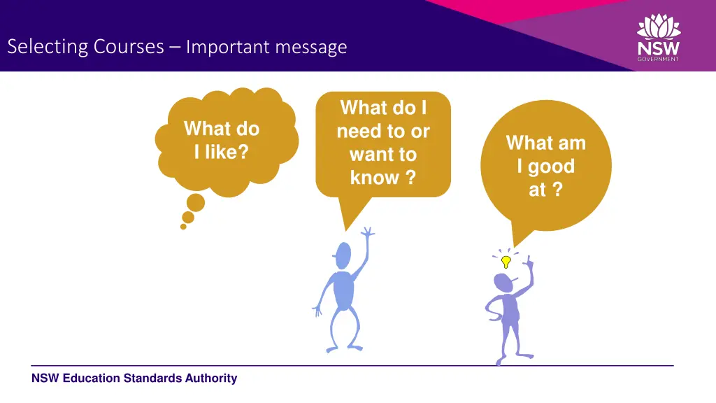 selecting courses important message