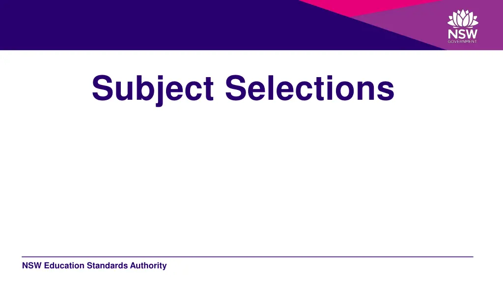 subject selections