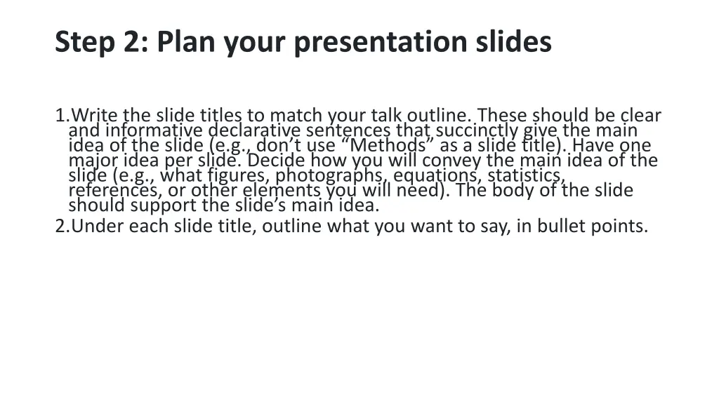 step 2 plan your presentation slides
