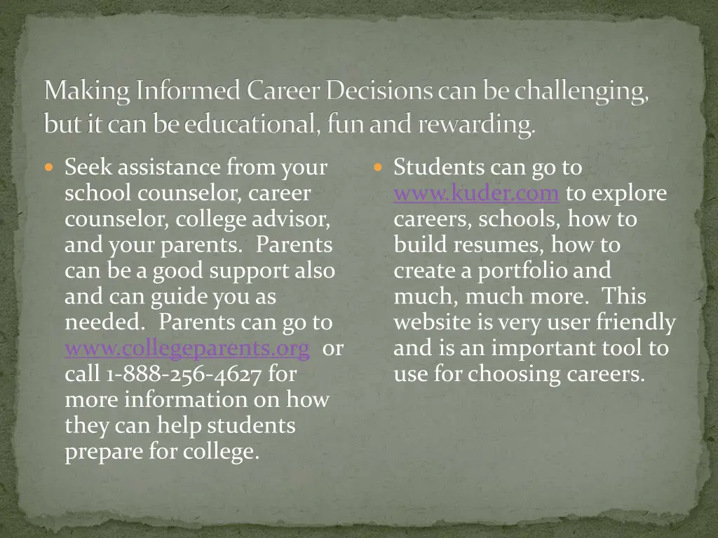 making informed career decisions 1