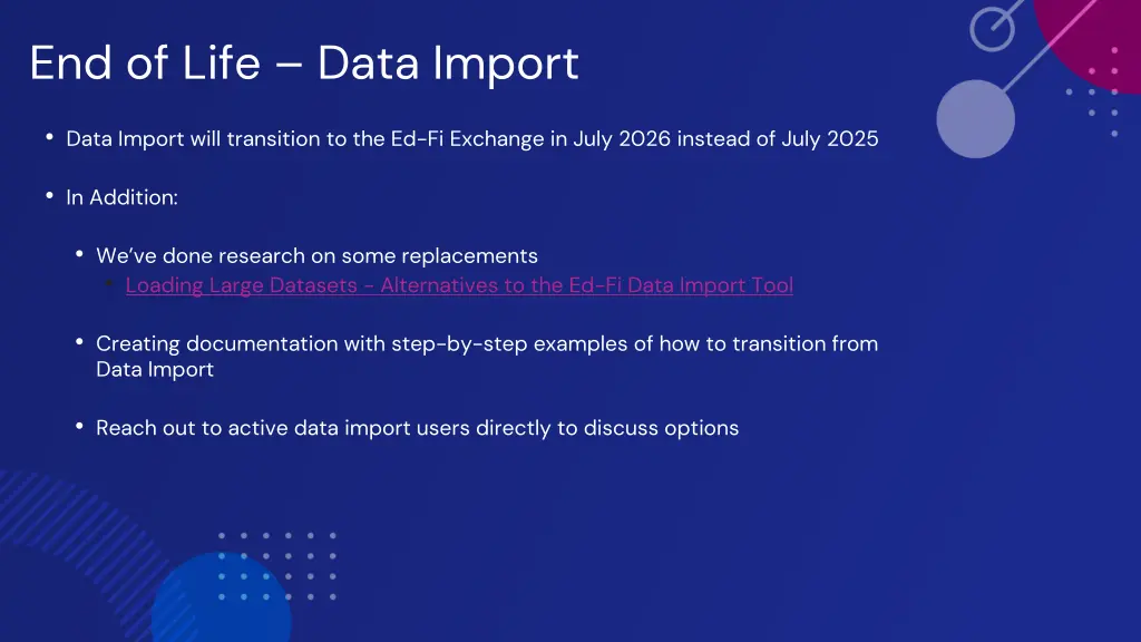 end of life data import 1