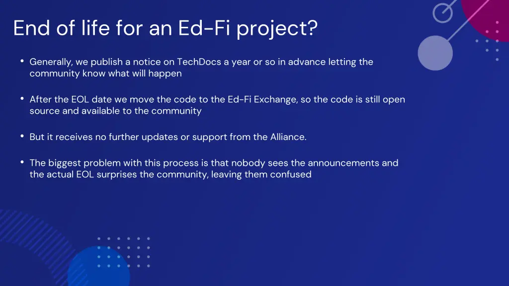 end of life for an ed fi project