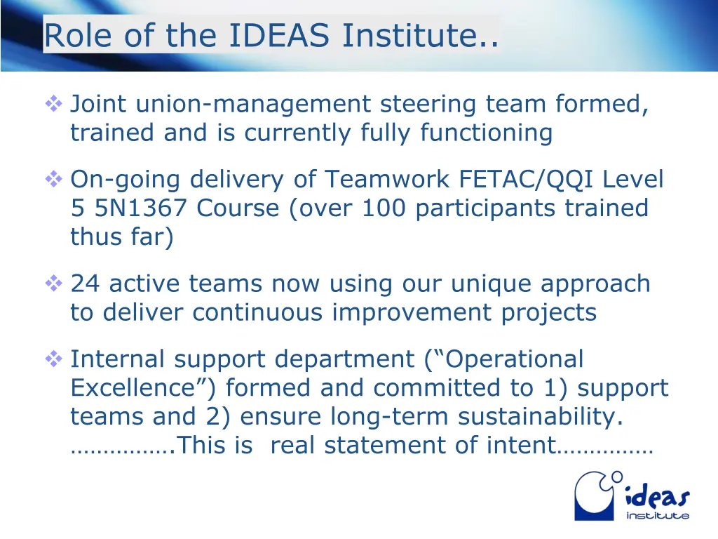 role of the ideas institute