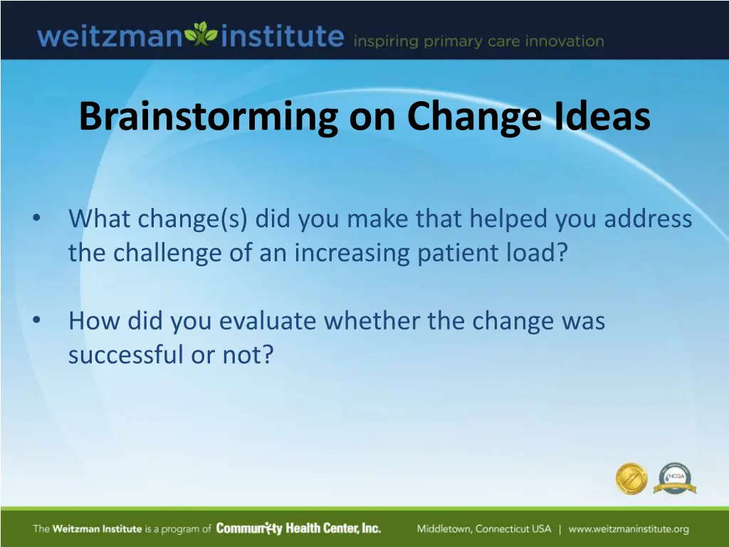 brainstorming on change ideas