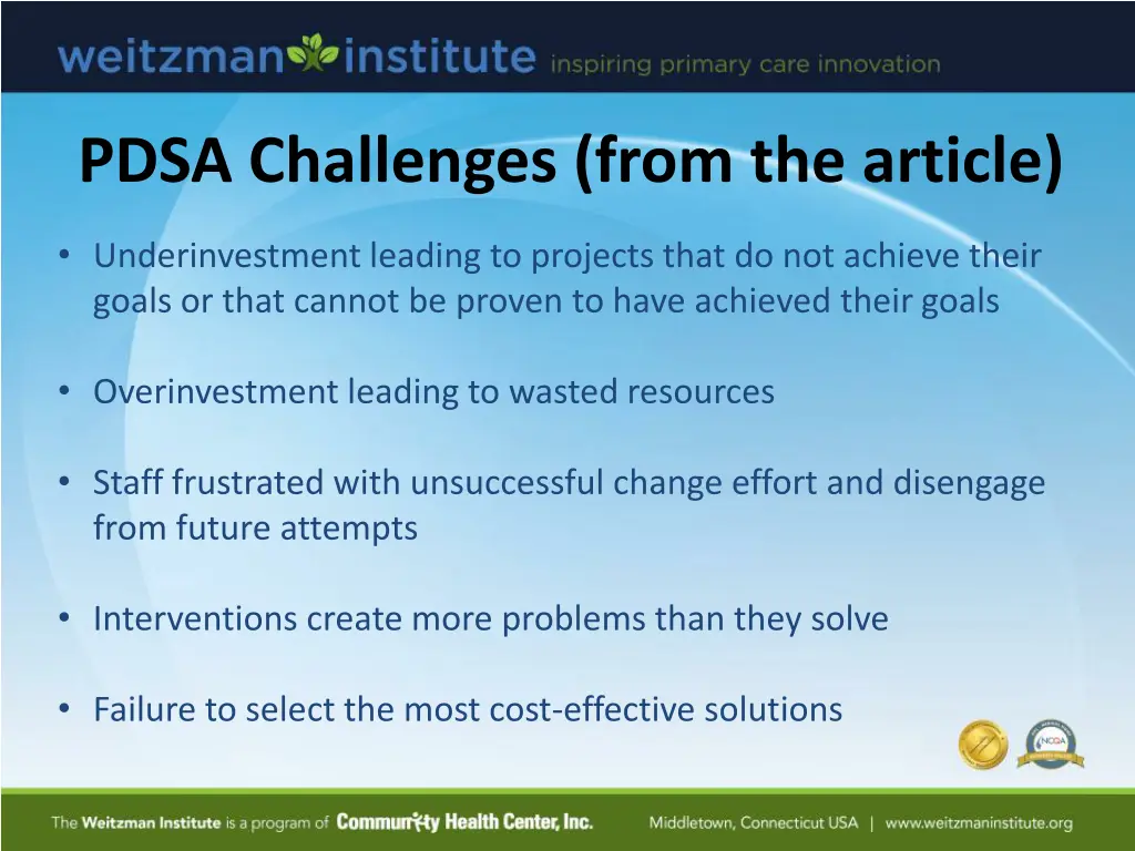 pdsa challenges from the article 1