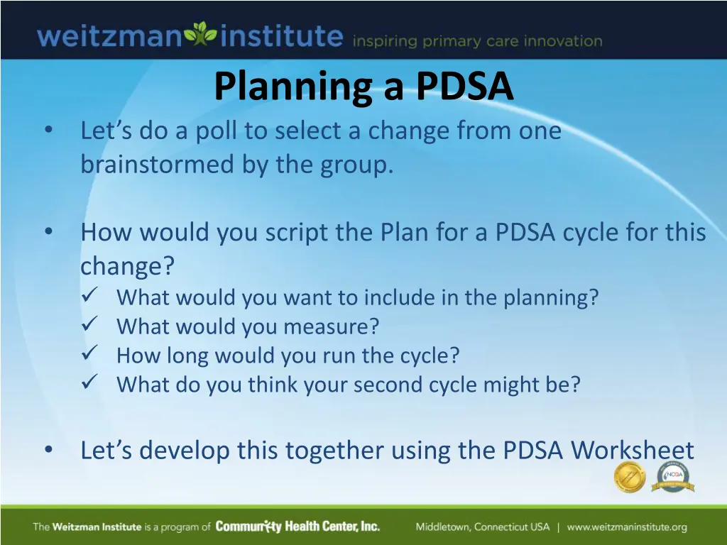 planning a pdsa let s do a poll to select