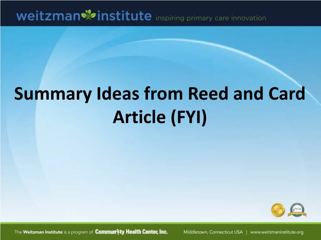 summary ideas from reed and card article fyi