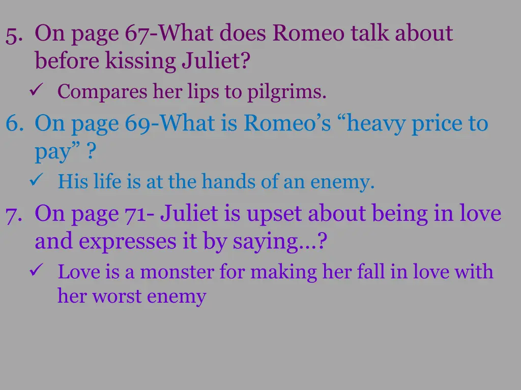 5 on page 67 what does romeo talk about before