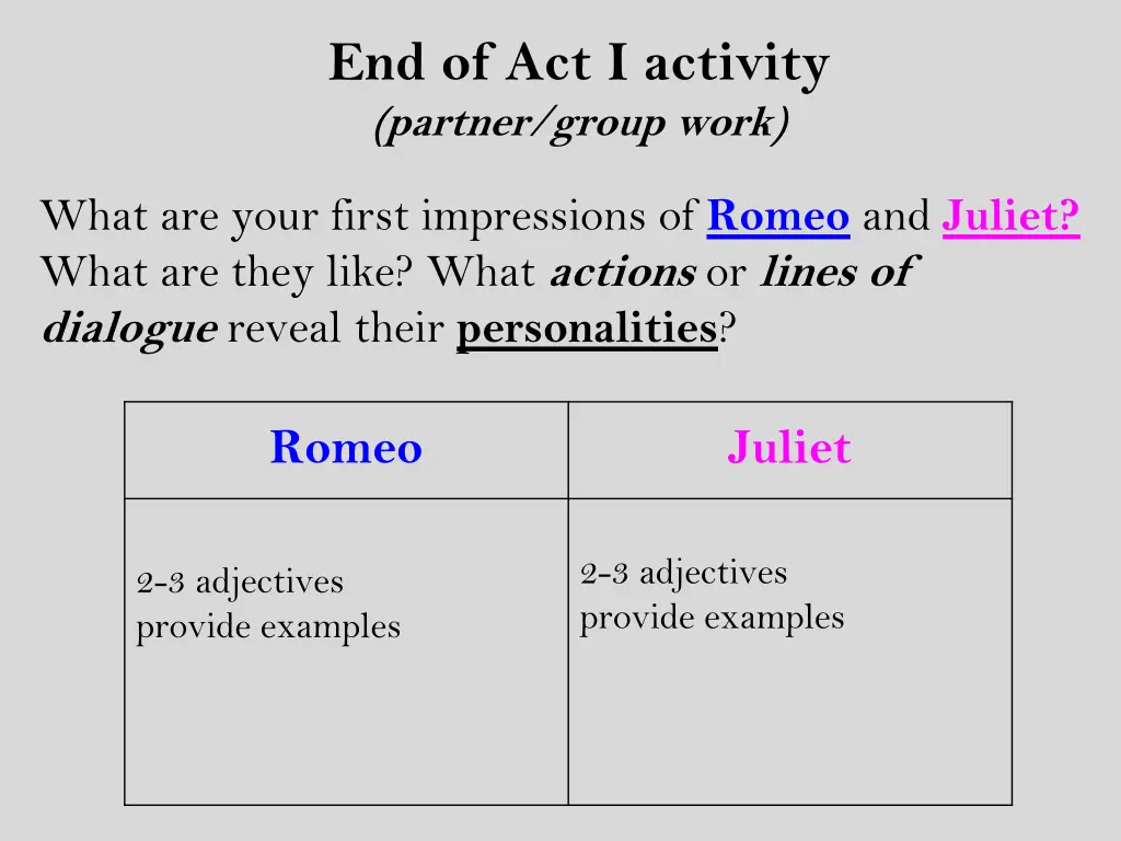 end of act i activity partner group work