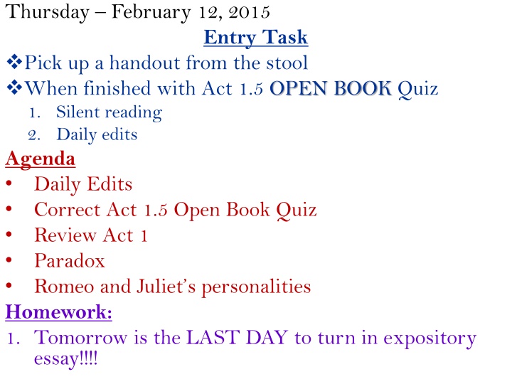 thursday february 12 2015
