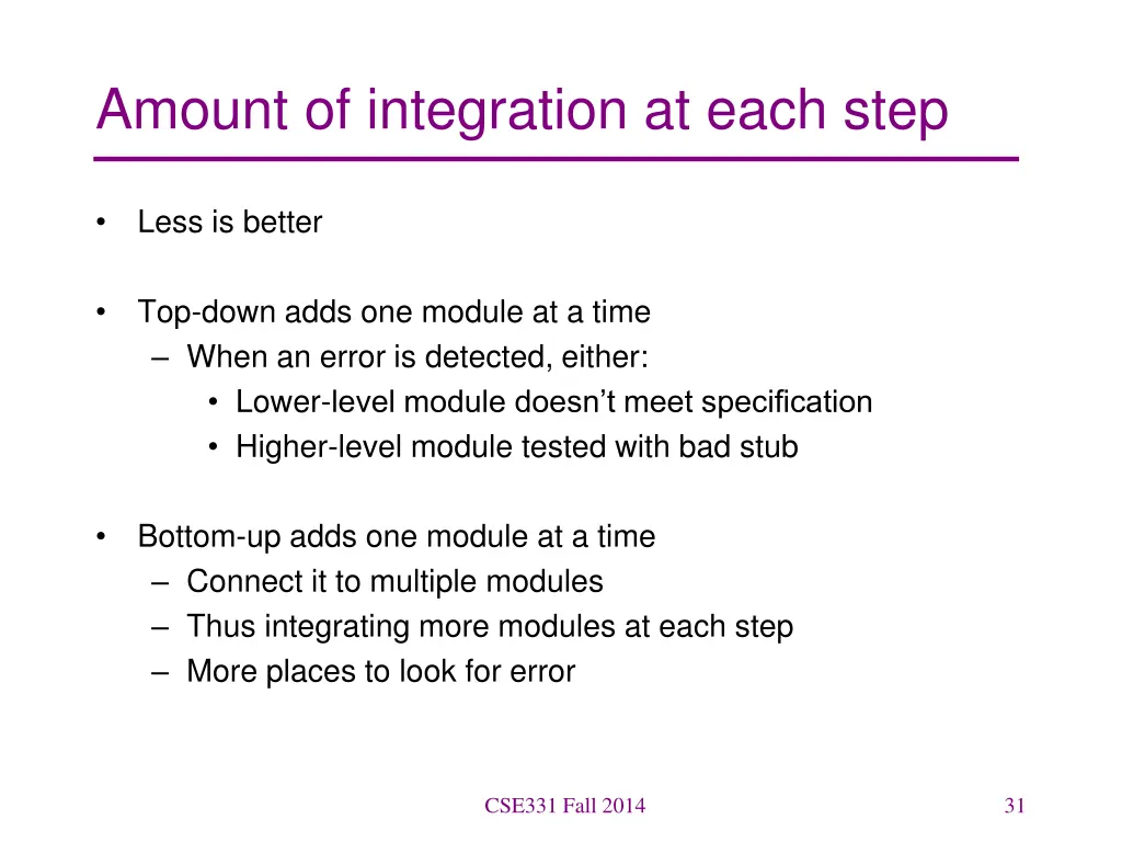 amount of integration at each step