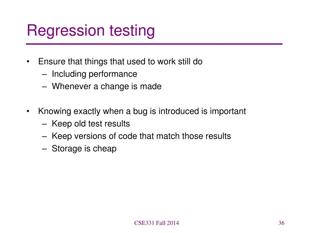 regression testing