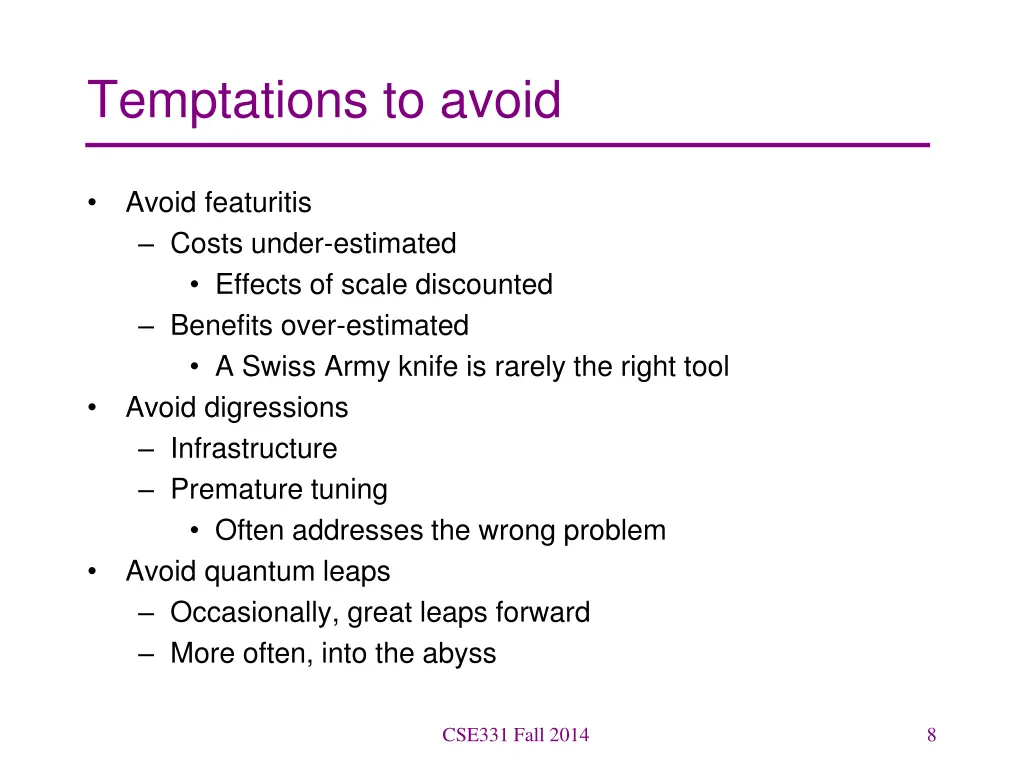 temptations to avoid