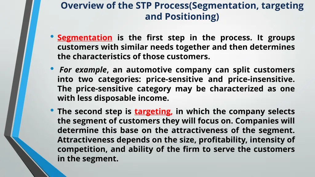 overview of the stp process segmentation