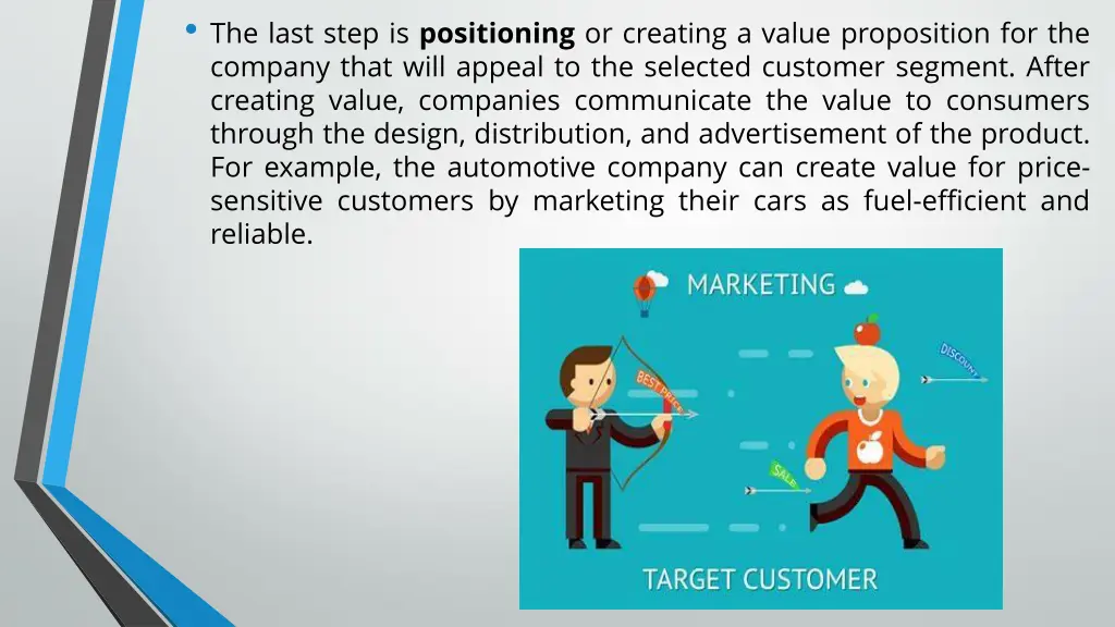 the last step is positioning or creating a value