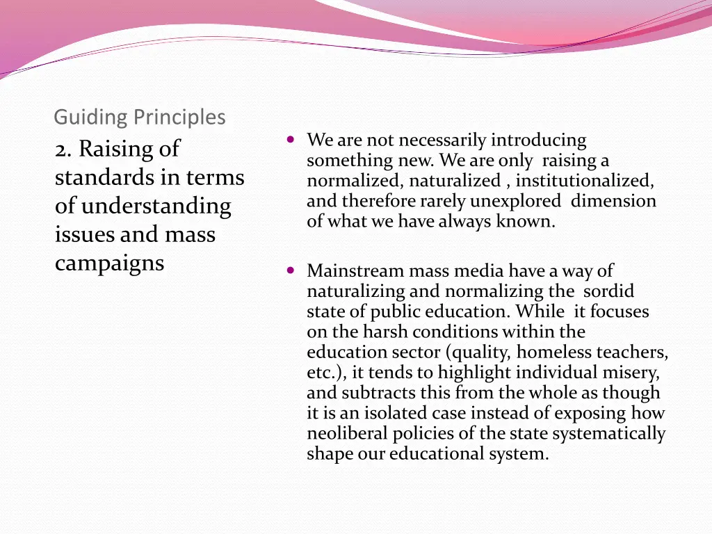 guiding principles 2 raising of standards