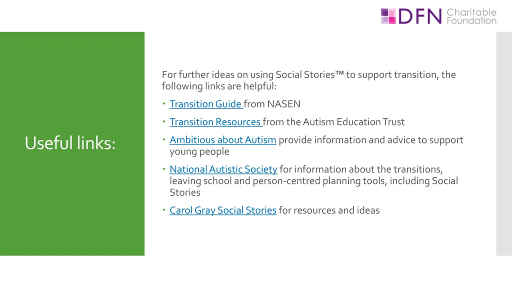for further ideas on using social stories
