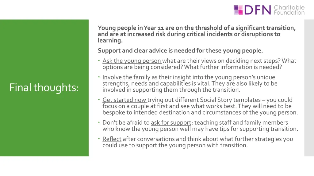 young people in year 11 are on the threshold