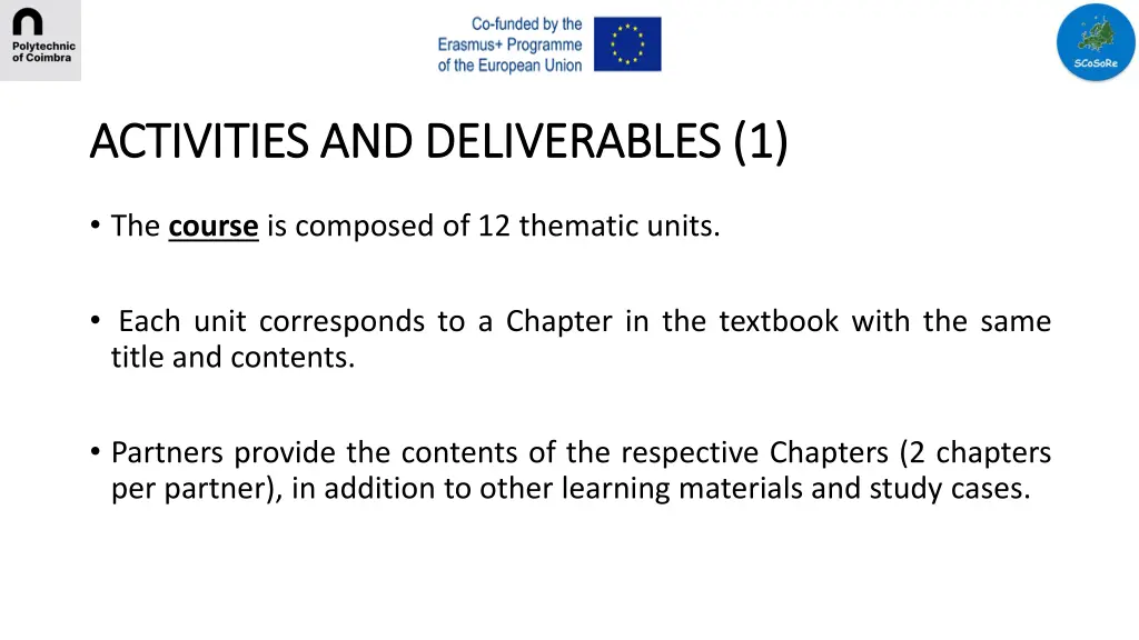 activities and deliverables 1 activities