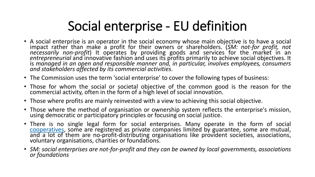 social social enterprise enterprise eu definition