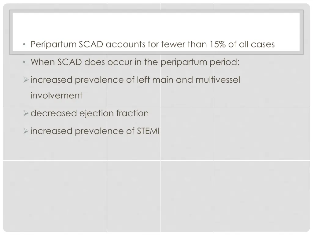 peripartum scad accounts for fewer than