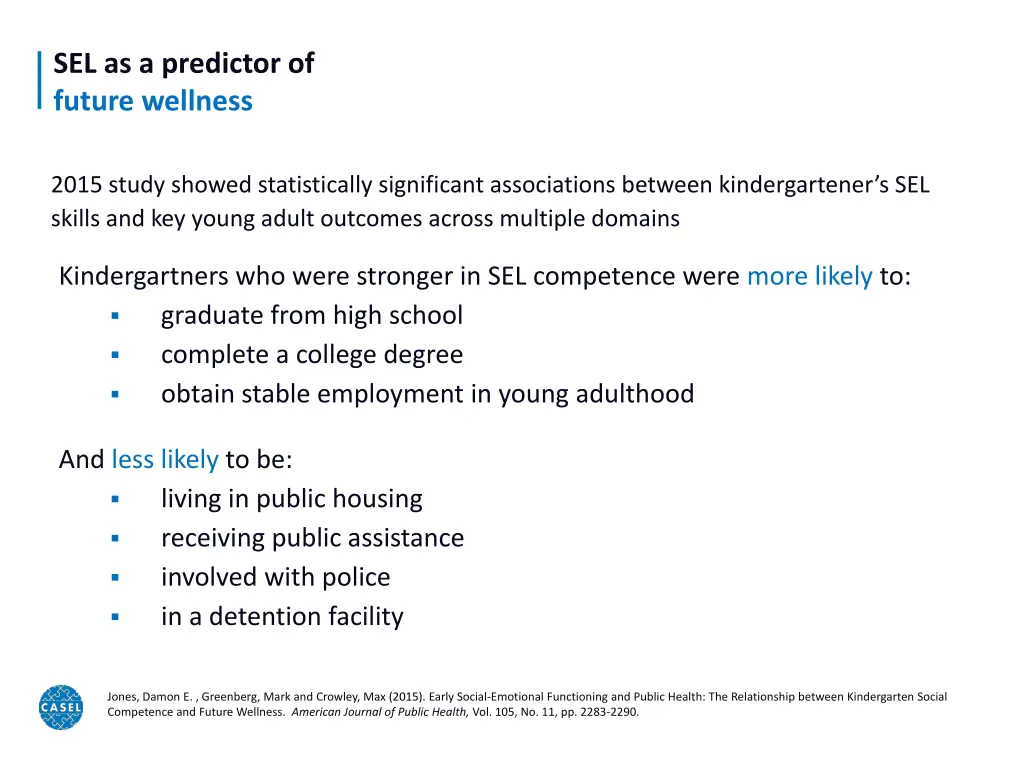 sel as a predictor of future wellness