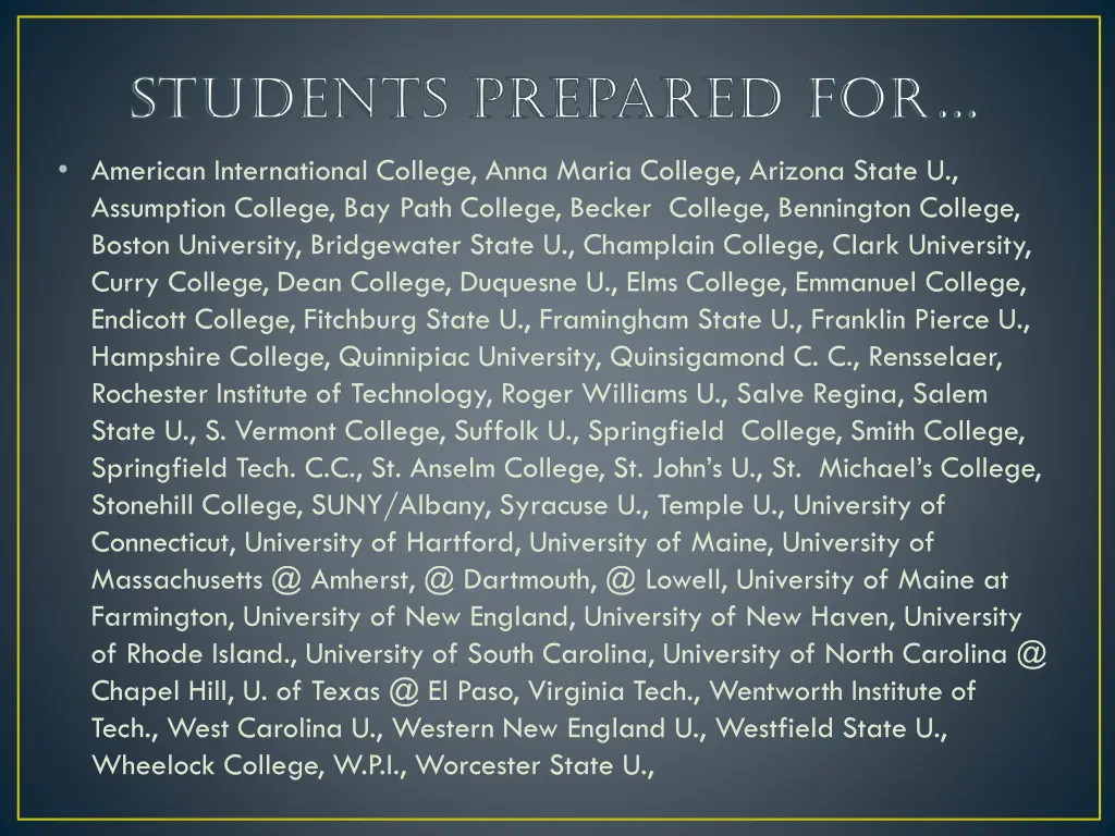 students prepared for students prepared for