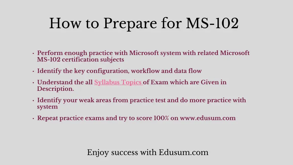 how to prepare for ms 102