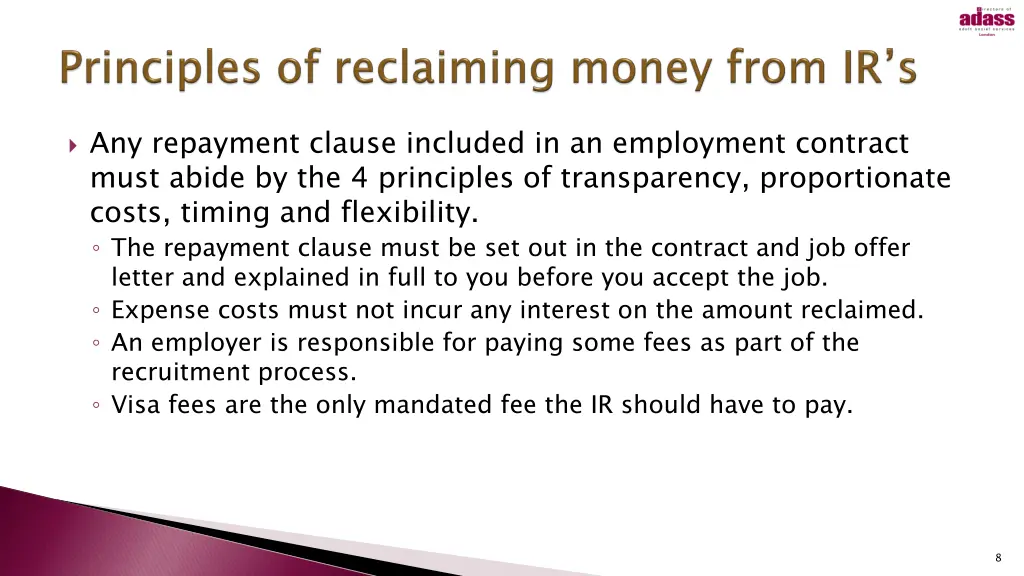 any repayment clause included in an employment