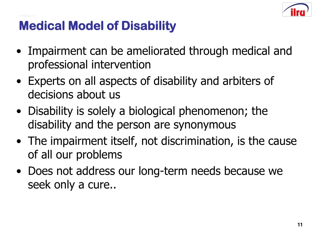 slide 11 slide 11 medical model of disability