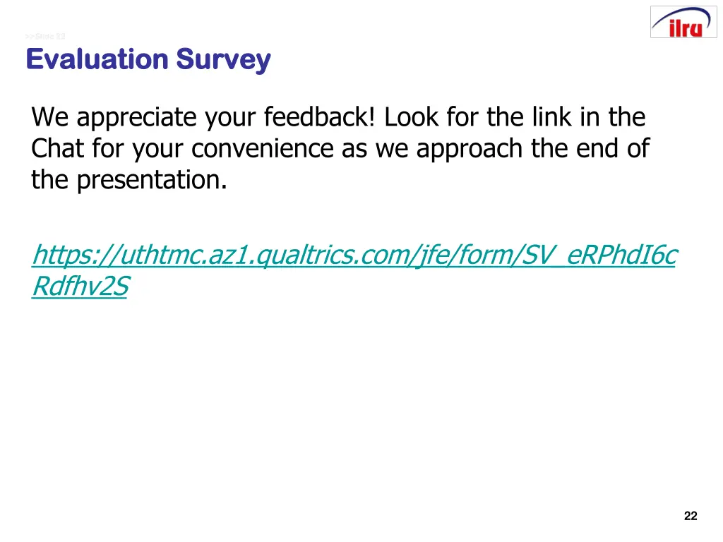 slide 22 slide 22 evaluation survey evaluation