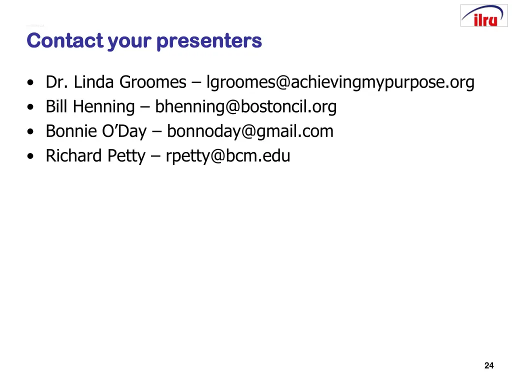 slide 24 slide 24 contact your presenters contact