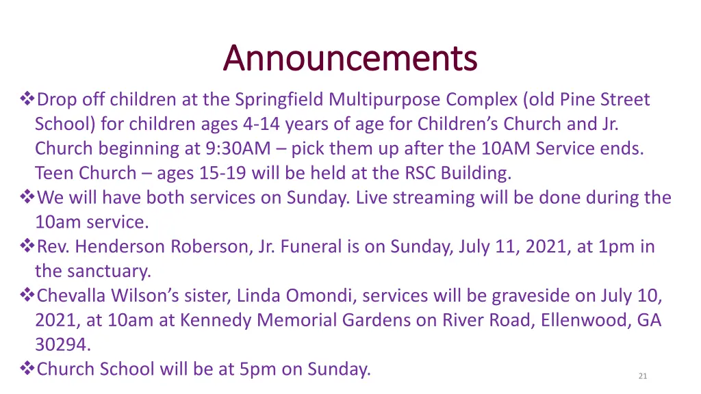 announcements announcements