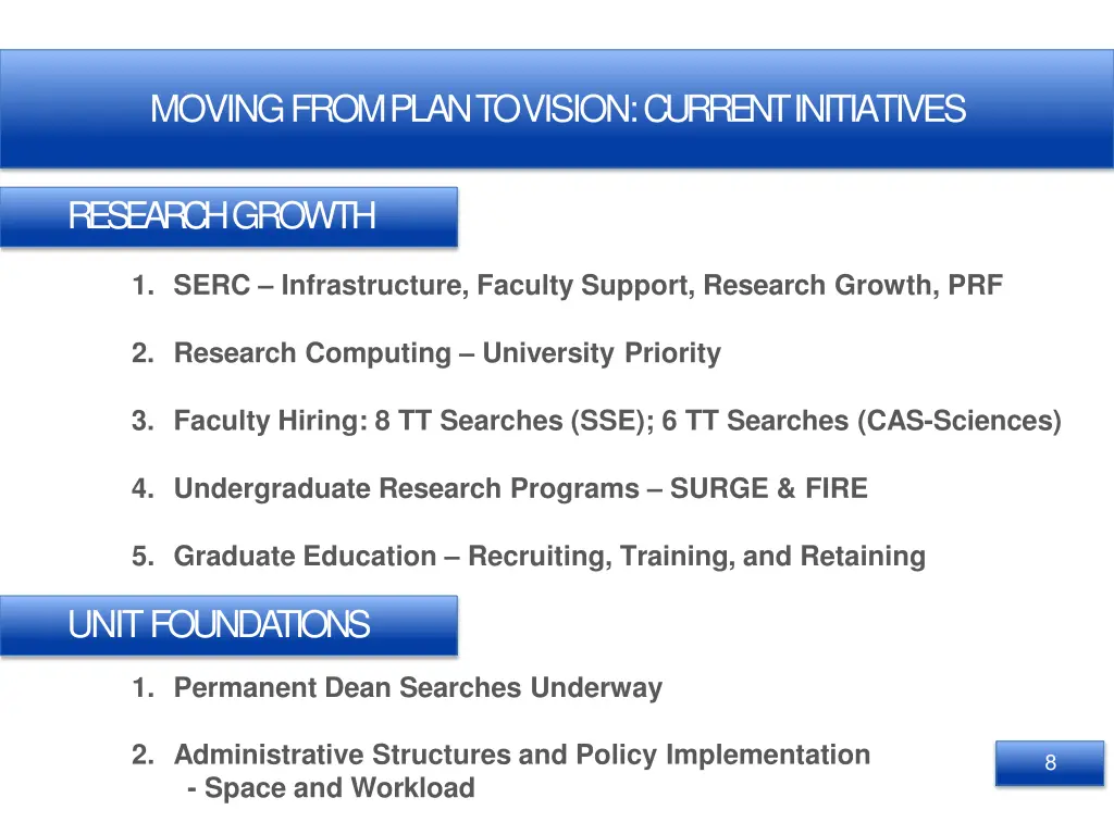 moving from plan to vision currentinitiatives