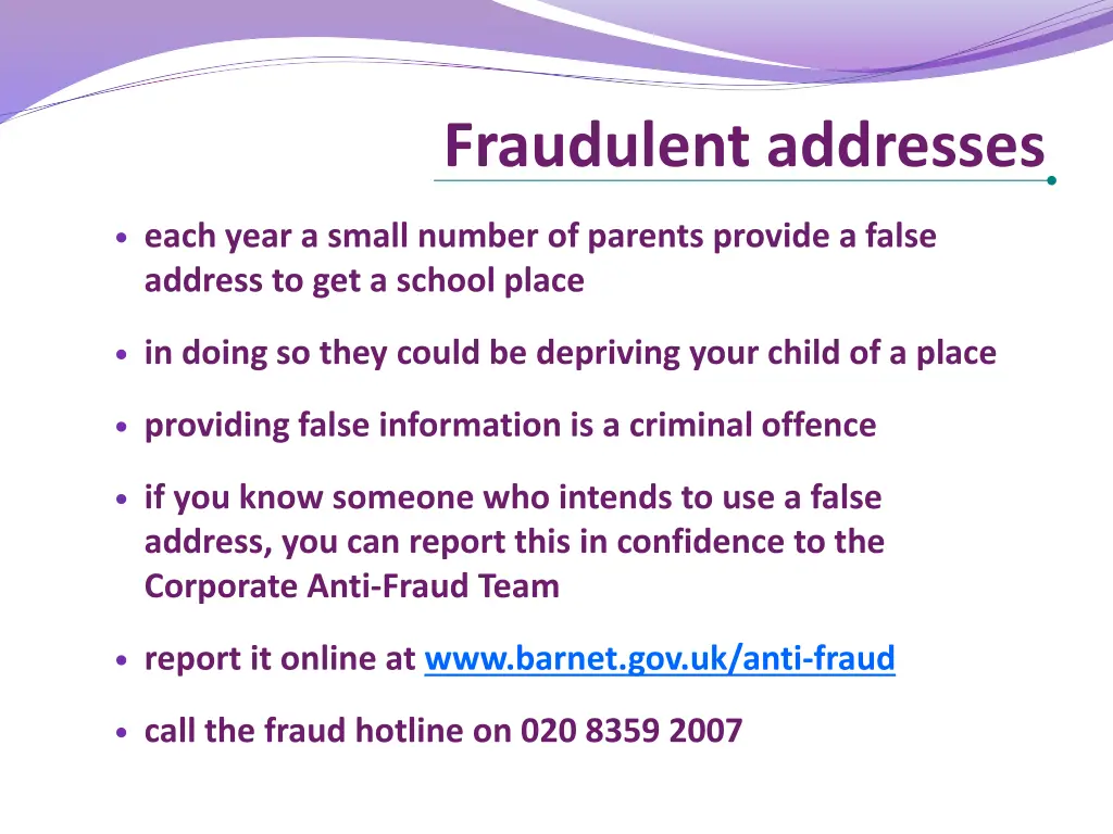 fraudulent addresses