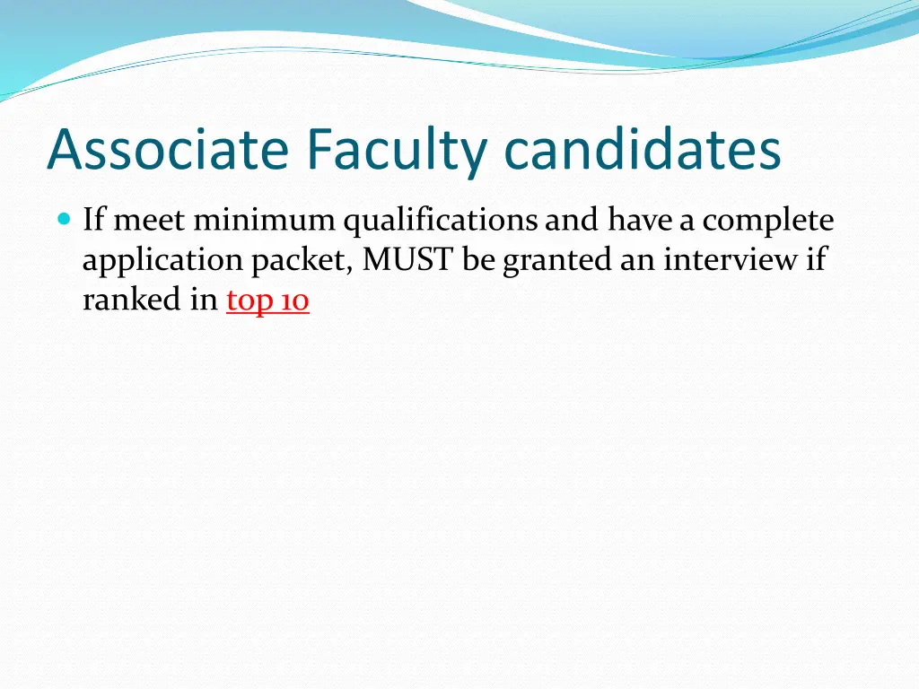 associate faculty candidates
