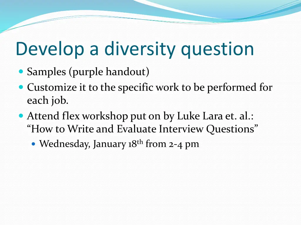 develop a diversity question