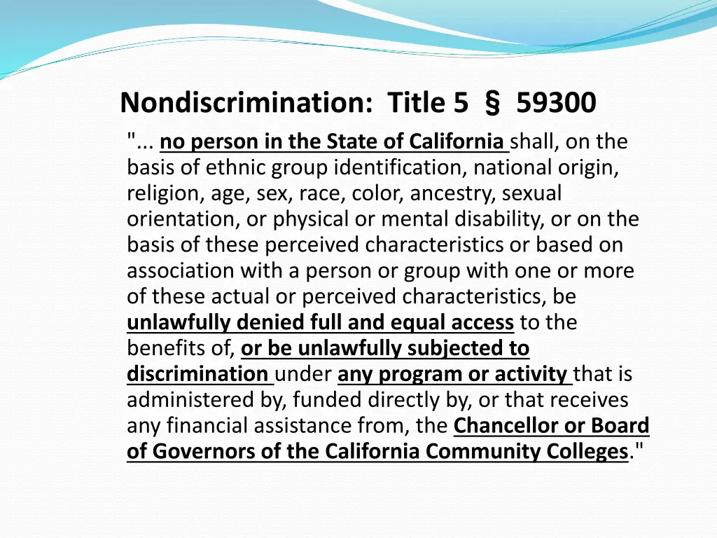 nondiscrimination title 5 no person in the state