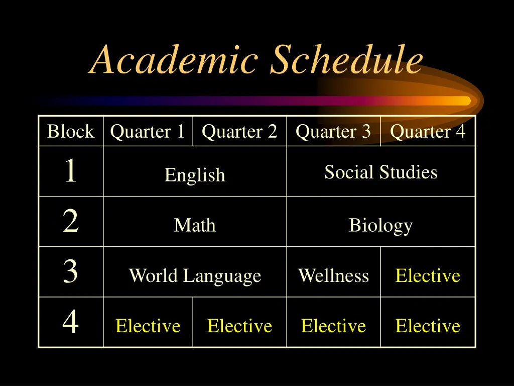 academic schedule
