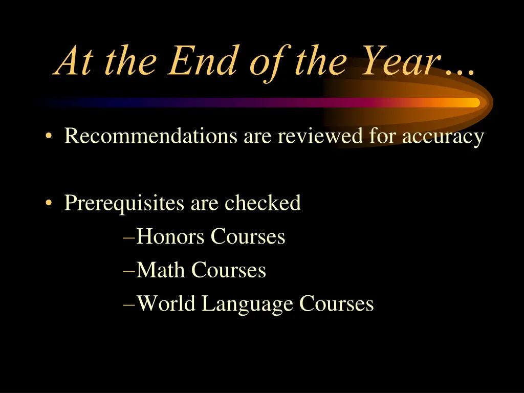 at the end of the year