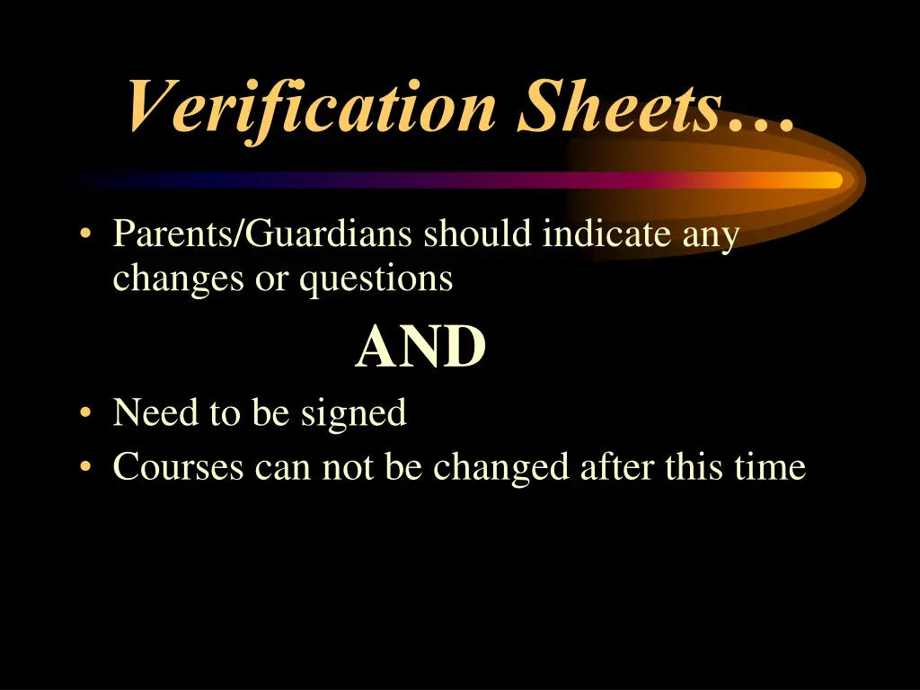 verification sheets