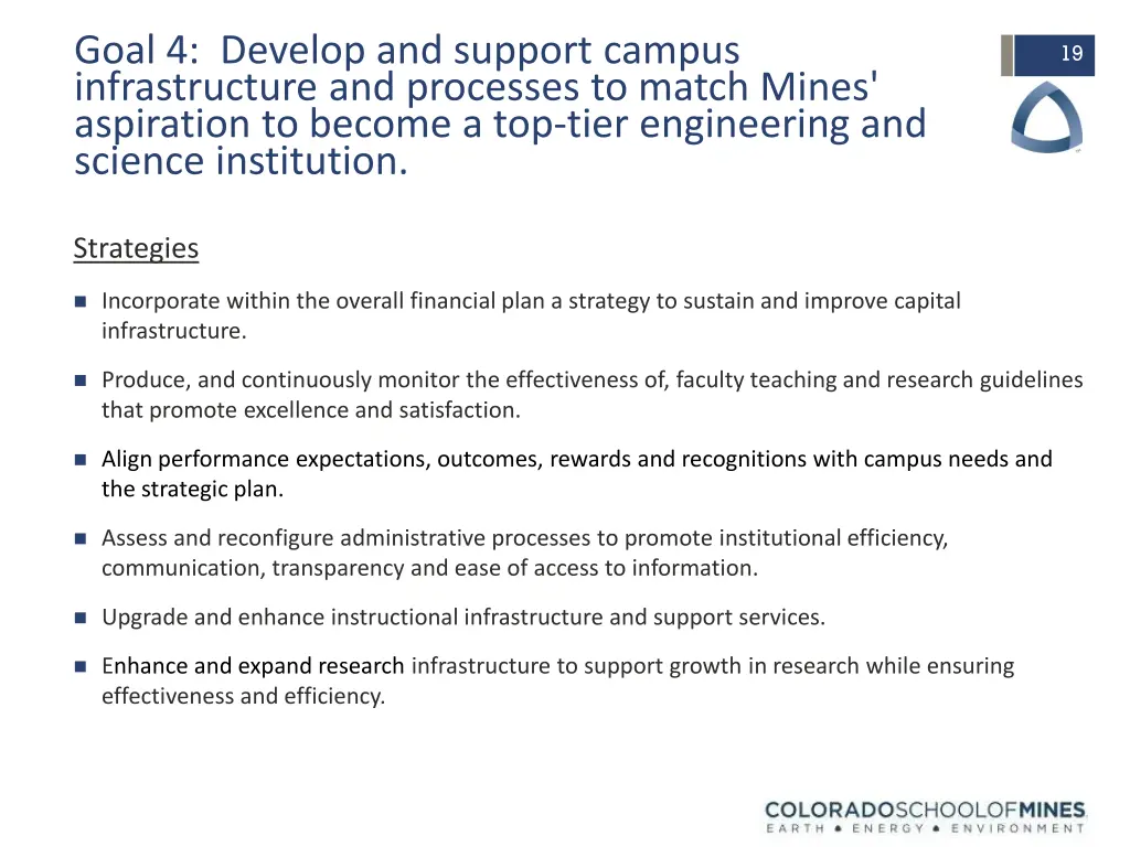 goal 4 develop and support campus infrastructure